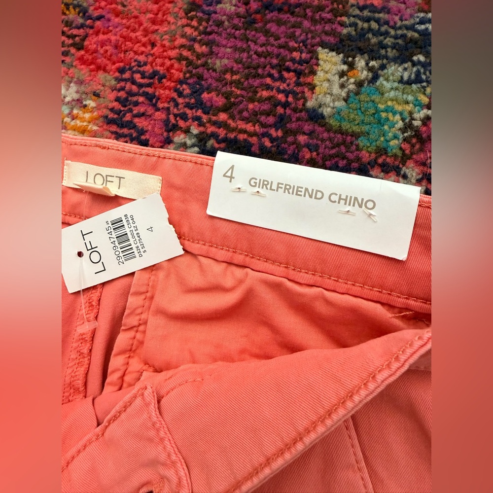 NWT LOFT Coral Pink Straight-Leg Pants - Picture 2 of 2